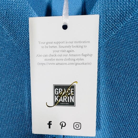 NEW! Grace Karin Button Front Academic Cardigan Granny Sweater Blue - 3XL - Picture 4 of 5